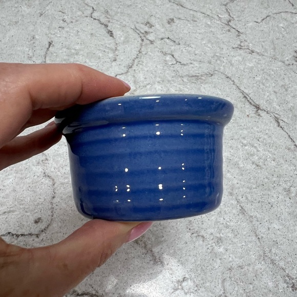 MADE IN FRANCE BLUE CUSTARD CONDIMENT CUPS SET OF 4 - Picture 2 of 7